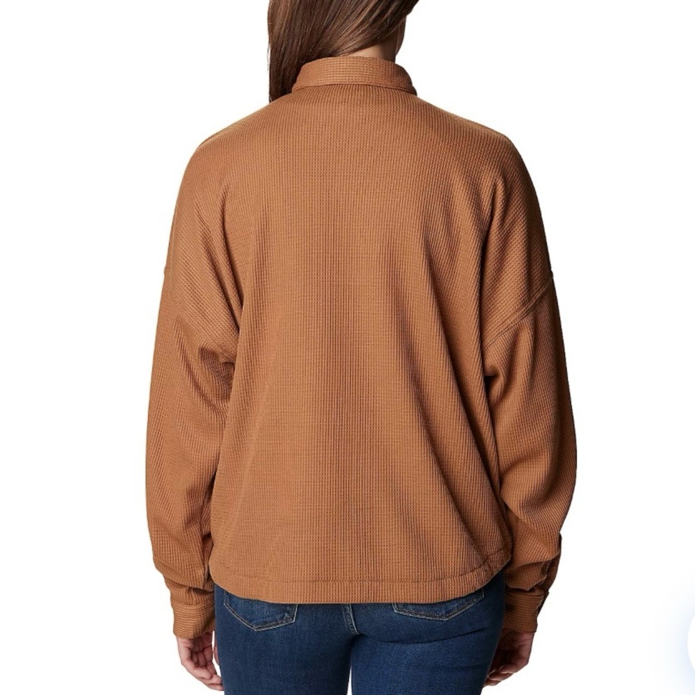 Columbia Women's Holly Hideaway Waffle Shirt Jacket in Camel Brown Size Large - Picture 2 of 9